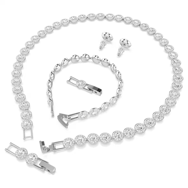 Una Angelic set Round cut, White, Rhodium plated